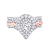 Image 2 : Bridal Wedding Ring Band Set 1 Cttw 14KT Two-tone Gold