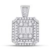 Image 1 : Round Diamond Square Cluster Pendant 7/8 Cttw 14KT White Gold