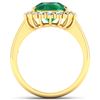 Image 2 : Natural 3.33 CTW Zambian Emerald & Diamond Ring 14K Yellow Gold - REF-141N7R