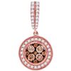 Image 1 : Round Brown Diamond Cluster Pendant 1 Cttw 14KT Rose Gold