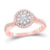 Image 1 : Round Diamond Halo Solitaire Ring 1/2 Cttw 14KT Rose Gold