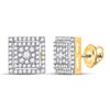Image 1 : Round Diamond Square Earrings 1/2 Cttw 10KT Yellow Gold