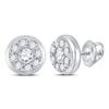 Image 1 : Round Diamond Cluster Stud Earrings 1 Cttw 14KT White Gold
