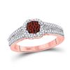 Image 1 : Round Red Color Enhanced Diamond Cluster Ring 1/4 Cttw 10KT Rose Gold