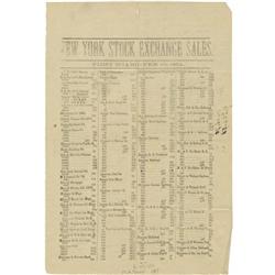 1864 New York Stock Exchange Printed Circular