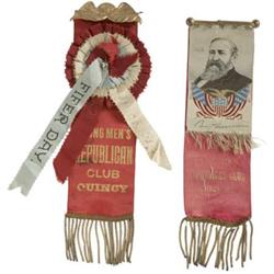 Benjamin Harrison: Two Quincy, Illinois Ribbons