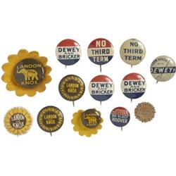 14 Alf Landon and Thomas Dewey Campaign Buttons