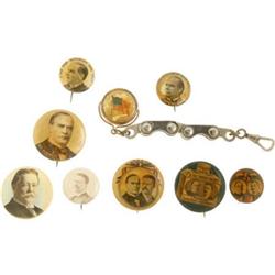 Nine Early 20th Century Campaign Buttons,