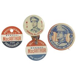 Douglas MacArthur: 3 Campaign Buttons