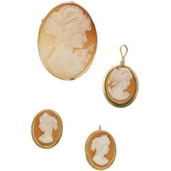 Shell Cameo, Gold Jewelry Lot