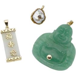 Multi-Stone, Gold Pendant Lot with Chain