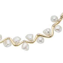 Freshwater Cultured Pearl, Diamond Necklace