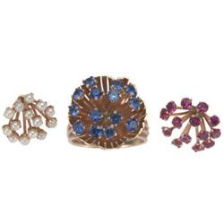 Manmade Stones, Cultured Pearl, Gold Ring