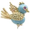 Image 1 : Turquoise, Ruby, Gold Bird Pin