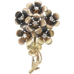 Diamond, Gold Flower Pin