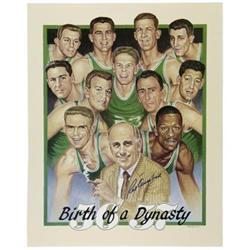 Red Auerbach Signed Boston Celtics Poster. Name