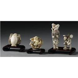 Group of four netsuke