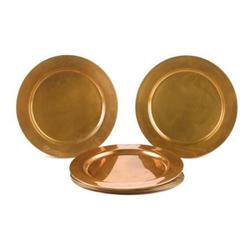 Six plain brass plates