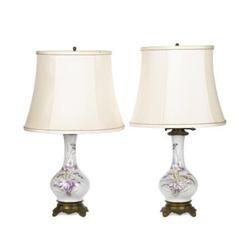 Pair of porcelain lamps