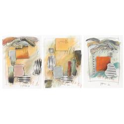 Joe Johnson Drawing on paper Three Abstracts