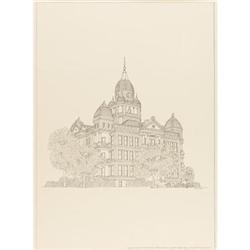 L.B. Isleib Drawing of Denton County Courthouse