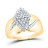 Image 1 : Round Prong-set Diamond Oval Cluster Ring 1/8 Cttw 10KT Yellow Gold
