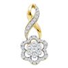 Image 1 : Round Diamond Twist Flower Cluster Pendant 1/2 Cttw 14KT Yellow Gold