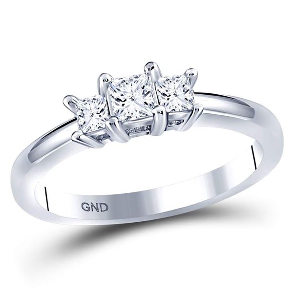 3-stone Bridal Wedding Engagement Ring 1/2 Cttw 14KT White Gold