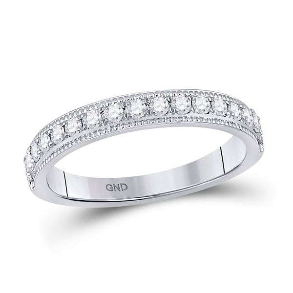 Round Diamond Wedding Single Row Band 1/3 Cttw 14KT White Gold