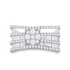 Image 2 : Round Diamond Four Row Flower Cluster Ring 1 Cttw 10KT White Gold