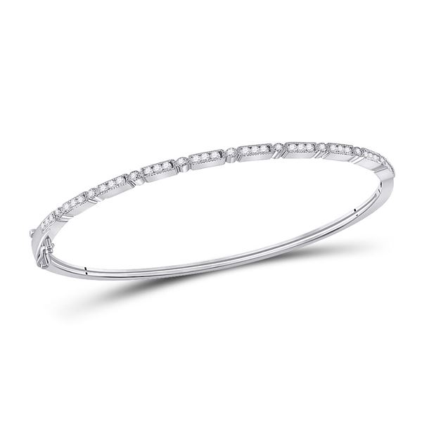 Round Diamond Stackable Bangle Bracelet 1/2 Cttw 10KT White Gold