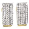 Image 1 : Round Baguette Diamond Vertical Stripe Hoop Earrings 7/8 Cttw 14KT Yellow Gold
