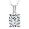 Image 1 : Round Diamond Rectangle Cluster Pendant 1/4 Cttw 14KT White Gold