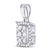 Image 2 : Round Diamond Rectangle Cluster Pendant 1/4 Cttw 14KT White Gold