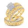 Image 1 : Diamond Nugget Cluster Matching Wedding Set 3/8 Cttw 10KT Yellow Gold