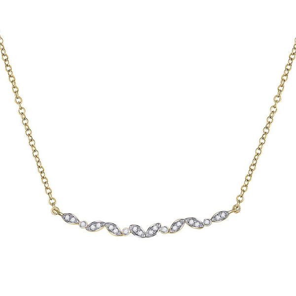 Round Diamond Bar Necklace 1/10 Cttw 14KT Yellow Gold