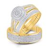 Image 1 : Diamond Cluster Matching Wedding Set 3/4 Cttw 14KT Yellow Gold
