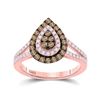 Image 1 : Round Brown Diamond Teardrop Ring 3/4 Cttw 14KT Rose Gold