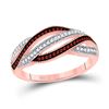 Image 1 : Round Red Color Enhanced Diamond Fashion Band Ring 1/4 Cttw 10KT Rose Gold