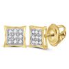 Image 1 : Round Diamond Kite Square Earrings 1/20 Cttw 14KT Yellow Gold