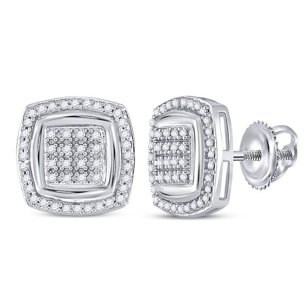Round Diamond Square Earrings 1/4 Cttw 10KT White Gold