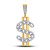 Image 1 : Round Diamond Dollar Sign Charm Pendant 1/2 Cttw 10KT Yellow Gold