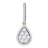 Image 1 : Round Diamond Teardrop Cluster Pendant 3/4 Cttw 10KT Yellow Gold