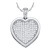 Image 1 : Round Diamond Cluster Small Heart Pendant 1/20 Cttw 10KT White Gold