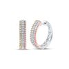 Image 1 : Round Diamond Hoop Earrings 1/2 Cttw 10KT Tri-Tone Gold