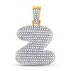 Image 1 : Round Diamond Bubble Z Letter Charm Pendant 3/4 Cttw 10KT Yellow Gold