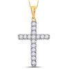 Image 1 : Round Diamond Cross Pendant 1/4 Cttw 10KT Yellow Gold
