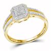 Image 1 : Round Diamond Square Cluster Ring 1/6 Cttw 10KT Yellow Gold