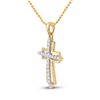 Image 2 : Round Diamond Cross Outline Religious Pendant 1/4 Cttw 10KT Yellow Gold