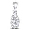 Image 2 : Round Diamond Circle Cluster Pendant 1/2 Cttw 10KT White Gold